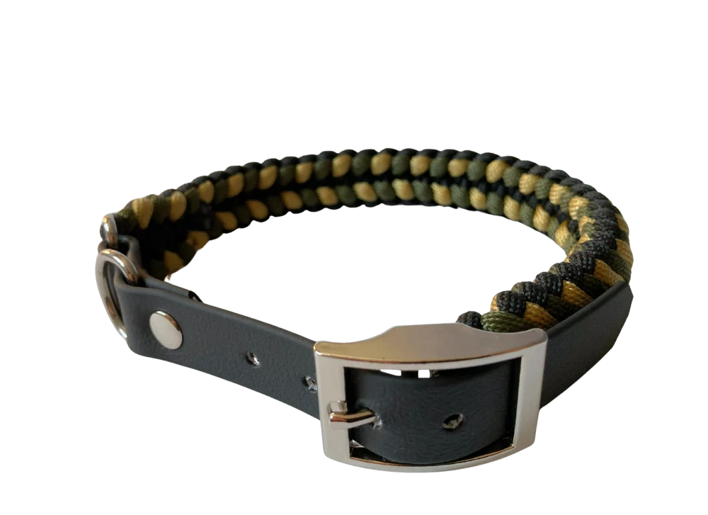 Nastavitelný obojek Caleo - khaki/vojenská zelená/černá